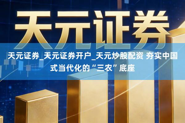 天元证券_天元证券开户_天元炒股配资 夯实中国式当代化的“三农”底座