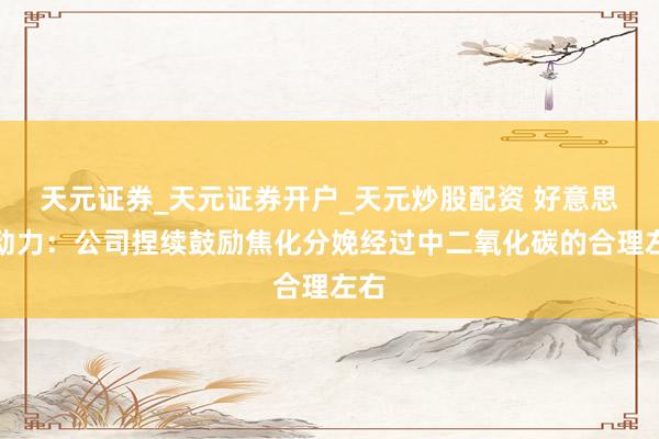 天元证券_天元证券开户_天元炒股配资 好意思锦动力：公司捏续鼓励焦化分娩经过中二氧化碳的合理左右