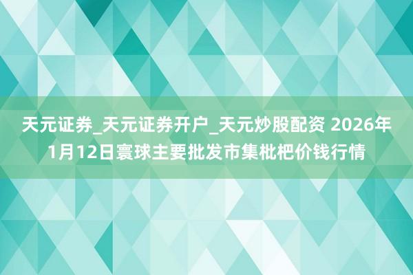 天元证券_天元证券开户_天元炒股配资 2026年1月12日寰球主要批发市集枇杷价钱行情
